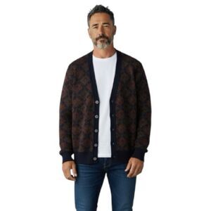 Vintage 80’s Cambridge Classic Grandpa Diamond Chevron Patterned Cardigan Sz L